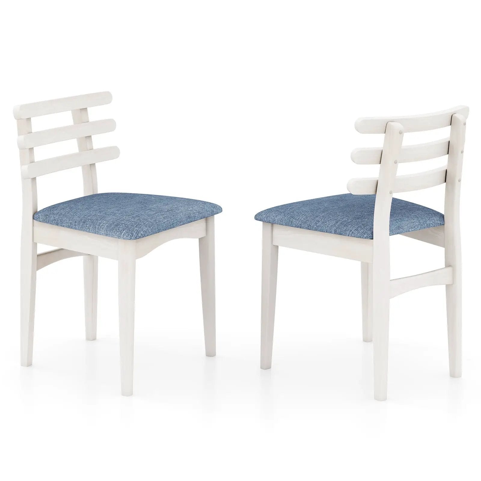 Fabric Kitchen Side Chairs with Rubber Wood Frame and Padded Seat-White by DirectDeals