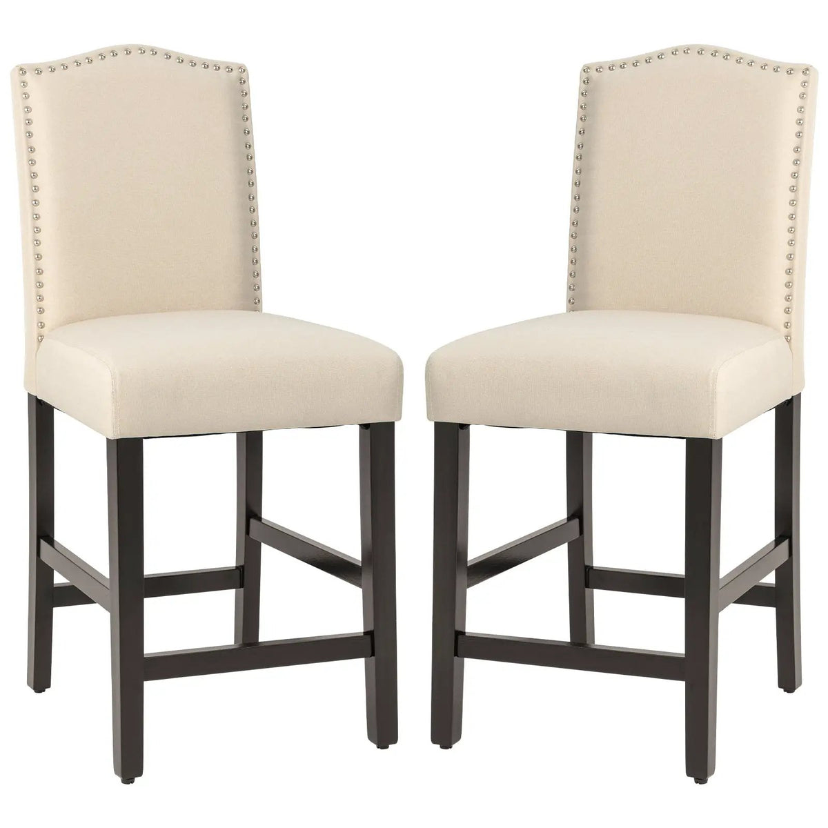 2 Pcs Fabric Nail Head Counter Height Dining Side Chairs Set by DirectDeals
