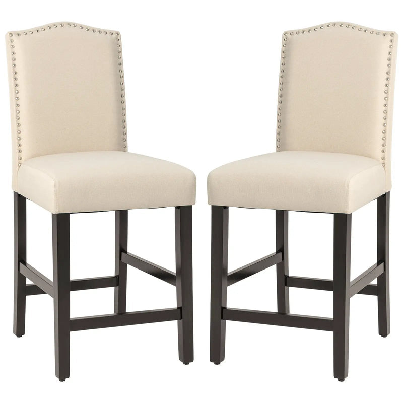 2 Pcs Fabric Nail Head Counter Height Dining Side Chairs Set by DirectDeals