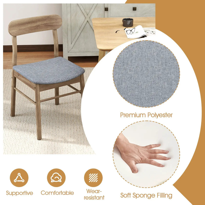 Fabric Upholstered Kitchen Armless Dining Chairs with Rubber Wood Frame Set of 2-Oak by DirectDeals