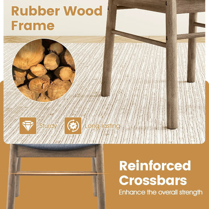 Fabric Upholstered Kitchen Armless Dining Chairs with Rubber Wood Frame Set of 2-Oak by DirectDeals