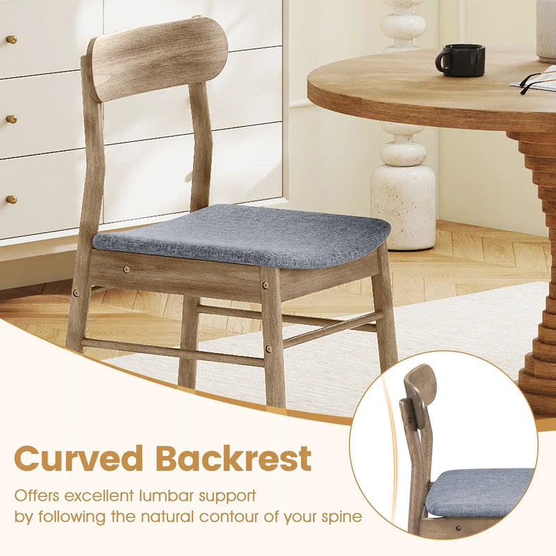 Fabric Upholstered Kitchen Armless Dining Chairs with Rubber Wood Frame Set of 2-Oak by DirectDeals