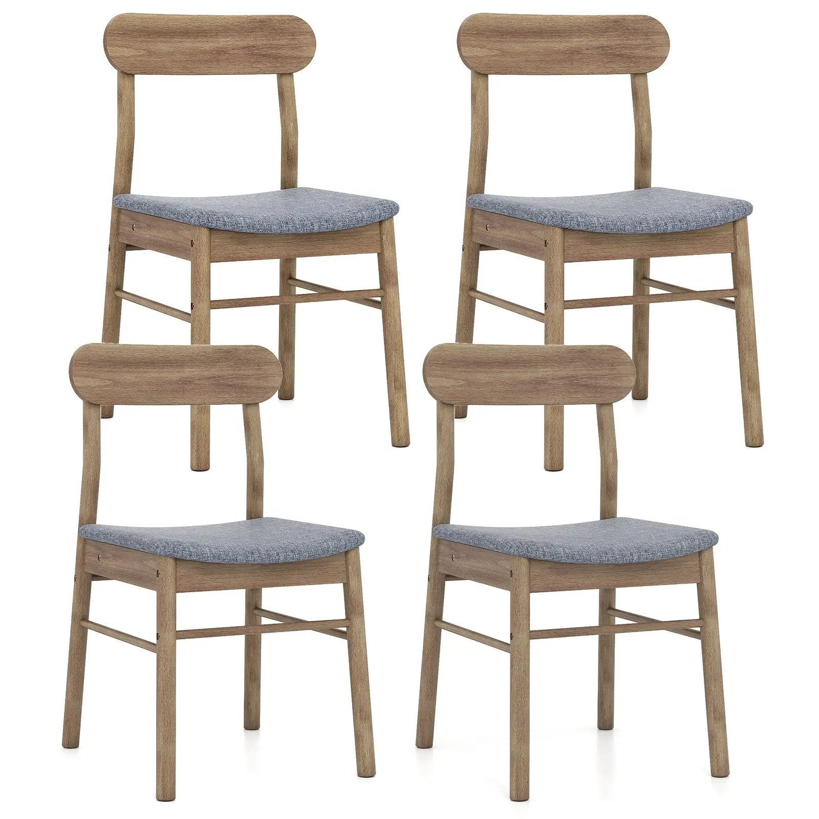 Fabric Upholstered Kitchen Armless Dining Chairs with Rubber Wood Frame Set of 4-Oak by DirectDeals