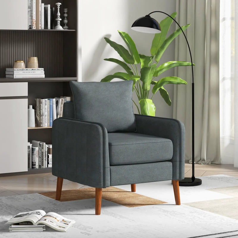 Fabric Upholstered Sofa Chair with Removable Back and Seat Cushions-Gray by DirectDeals