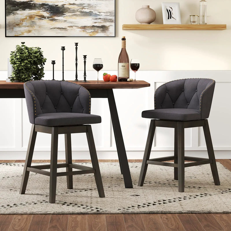 Counter Height Fabric Upholstered Bar Stools Set of 2 by DirectDeals