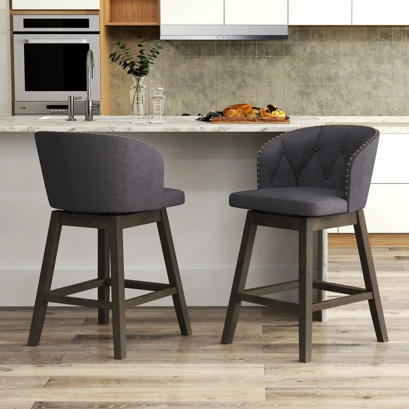 Counter Height Fabric Upholstered Bar Stools Set of 2 by DirectDeals