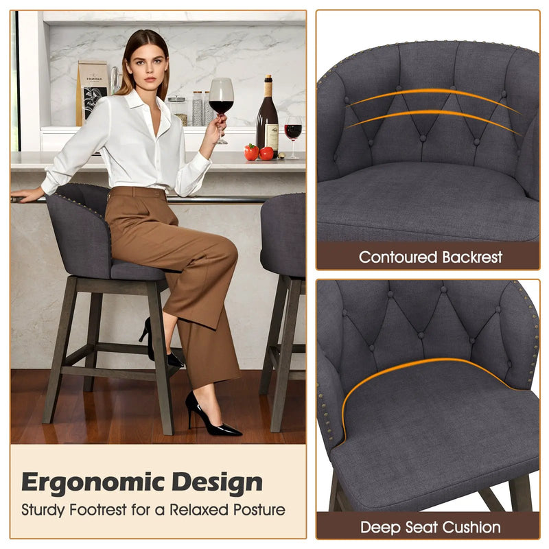 Counter Height Fabric Upholstered Bar Stools Set of 2 by DirectDeals