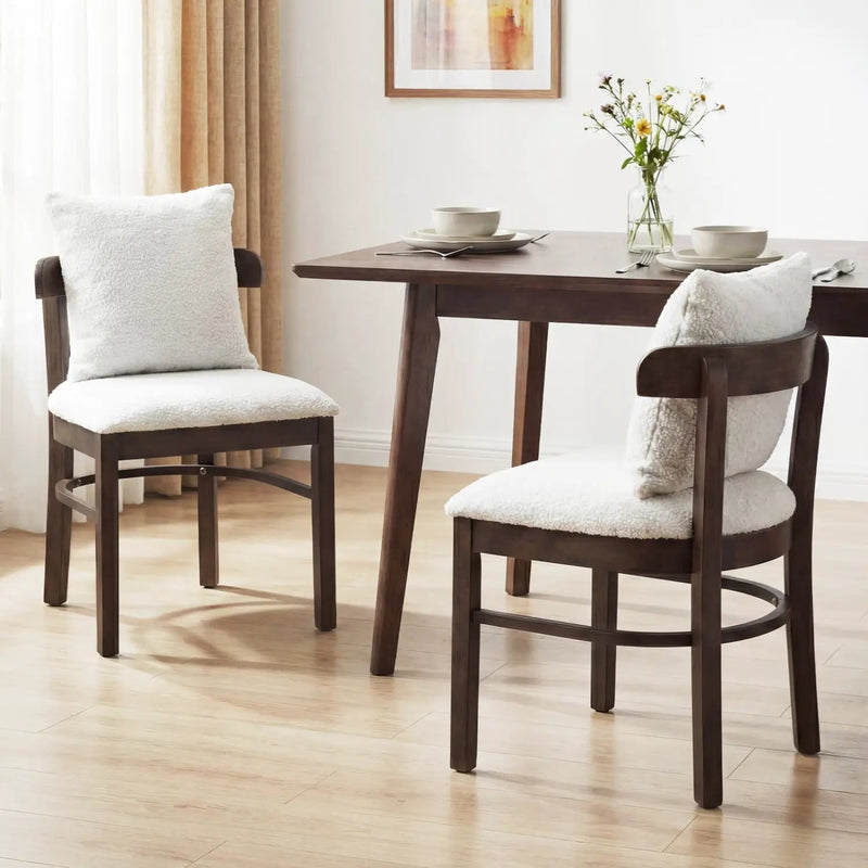Fabric Upholstered Wood Dining Chairs Set of 4 with Removable Pillow by DirectDeals
