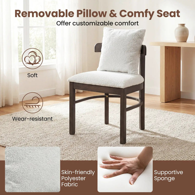 Fabric Upholstered Wood Dining Chairs Set of 4 with Removable Pillow by DirectDeals
