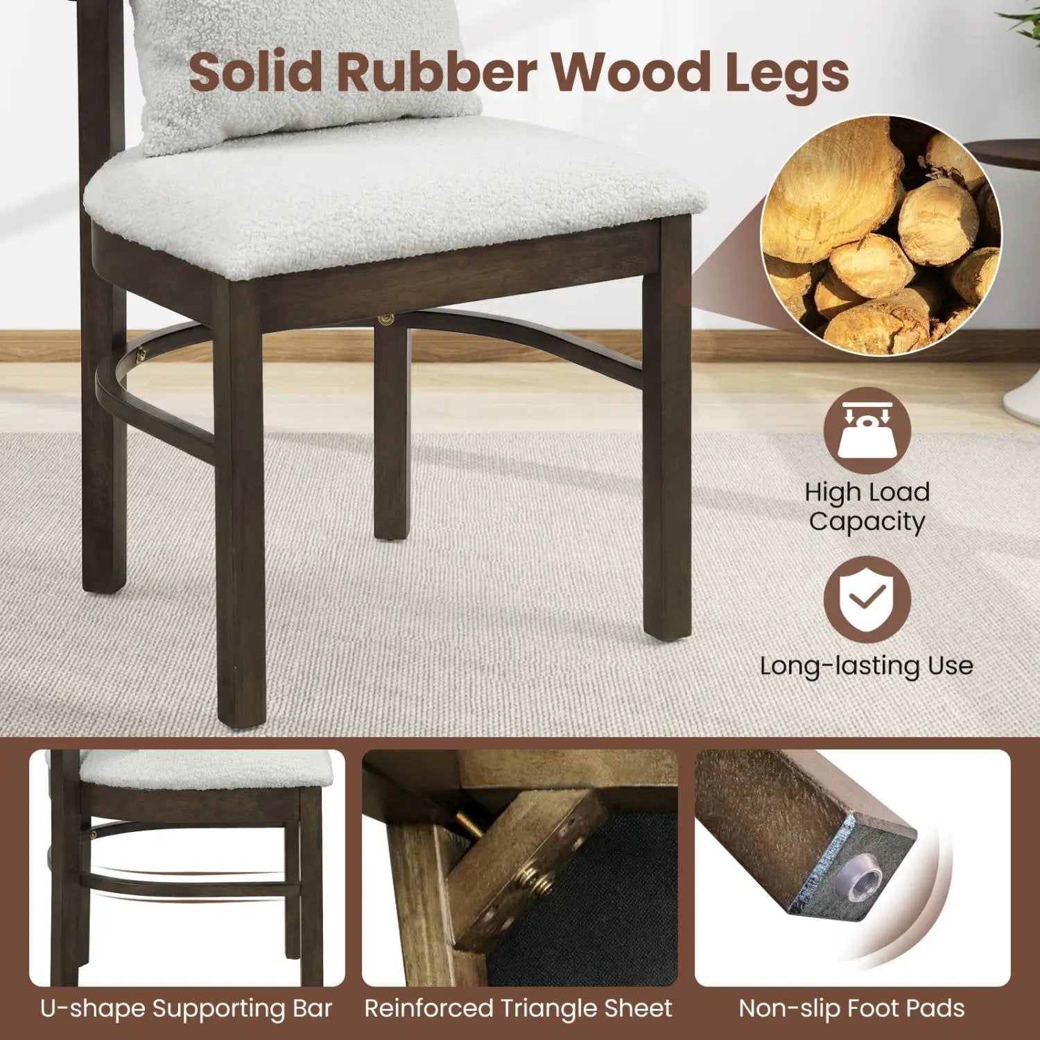 Fabric Upholstered Wood Dining Chairs Set of 4 with Removable Pillow by DirectDeals