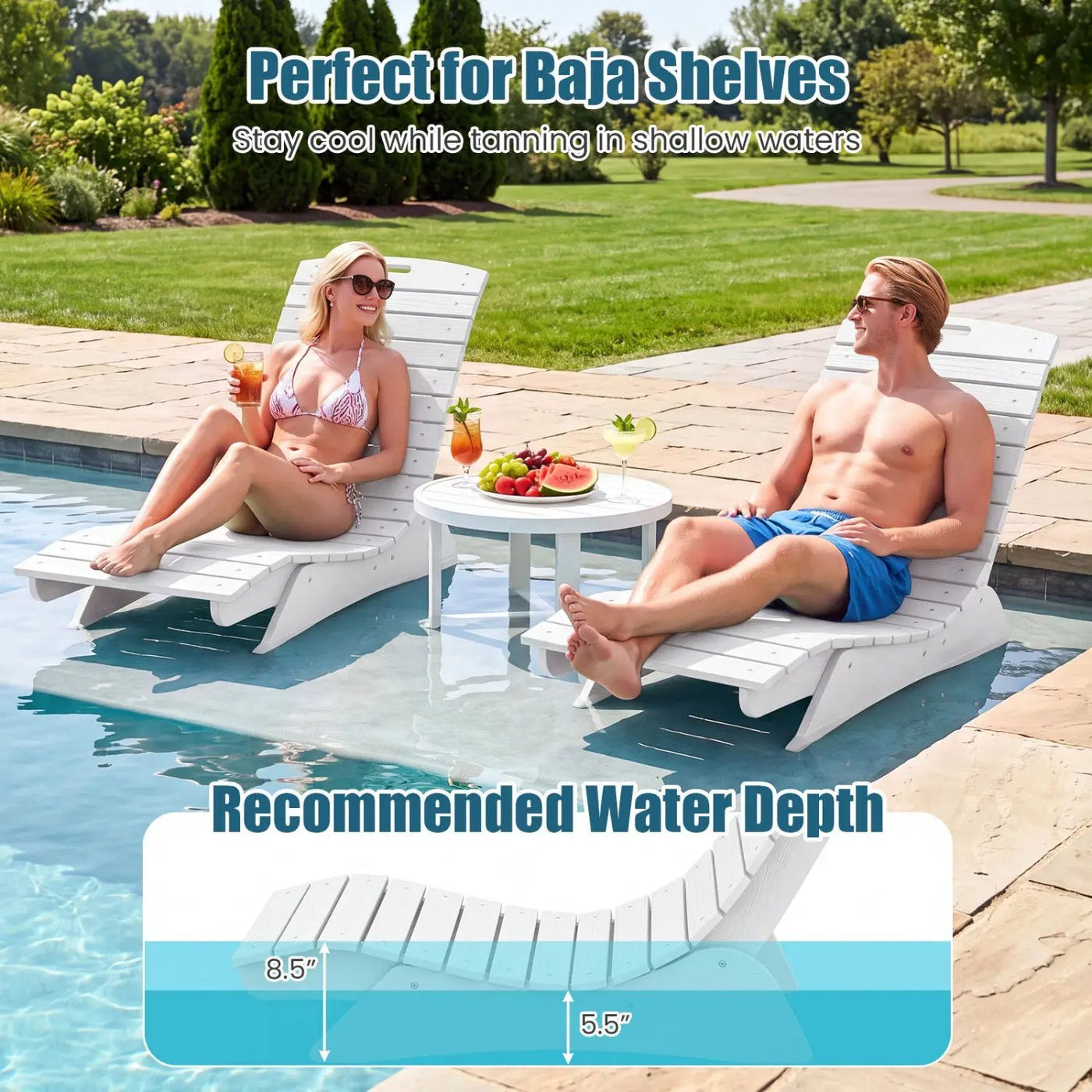 In-Pool Lounge Chair with Contoured Ergonomic Design by DirectDeals