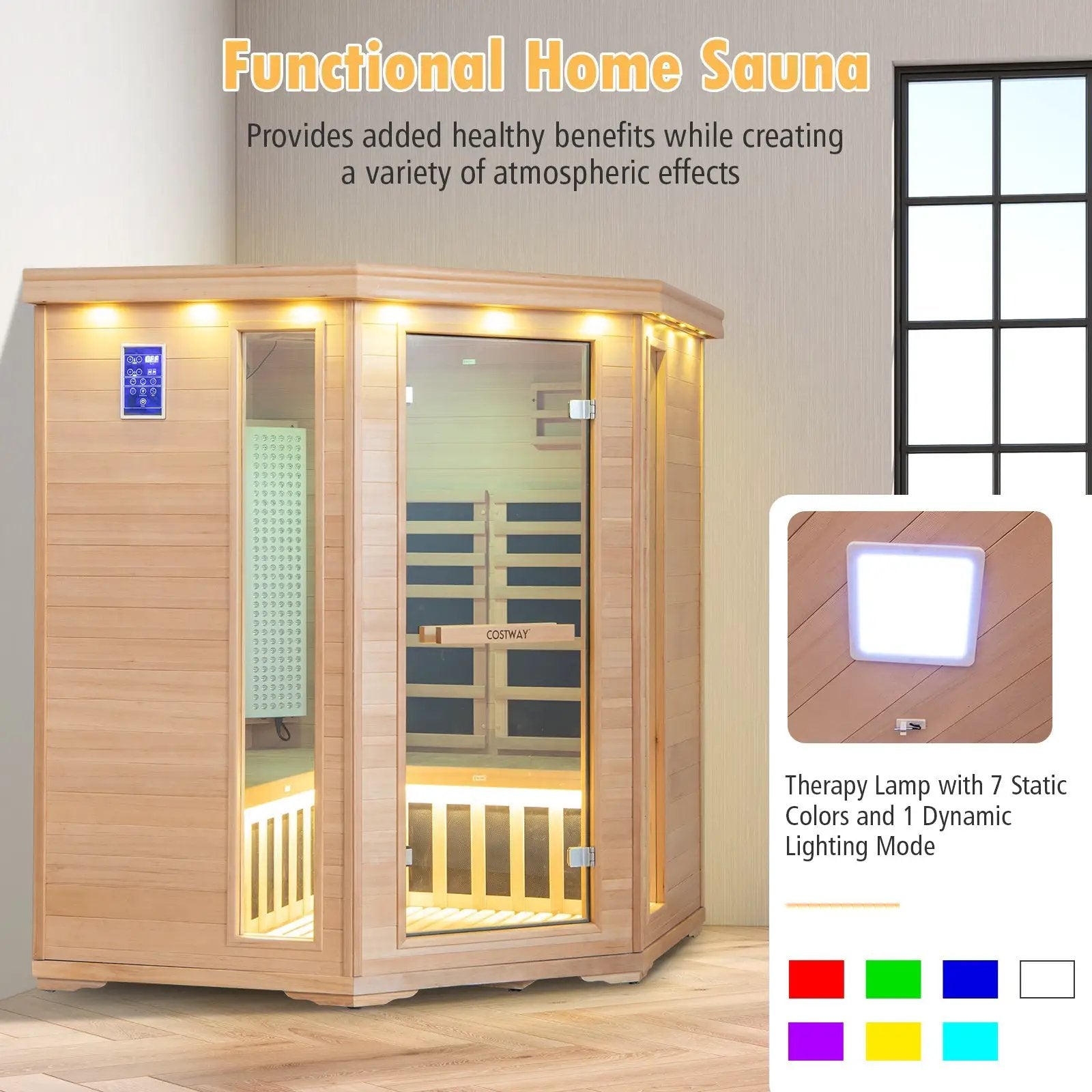 3-5 People Far Infrared Wooden Sauna Room for Home by DirectDeals