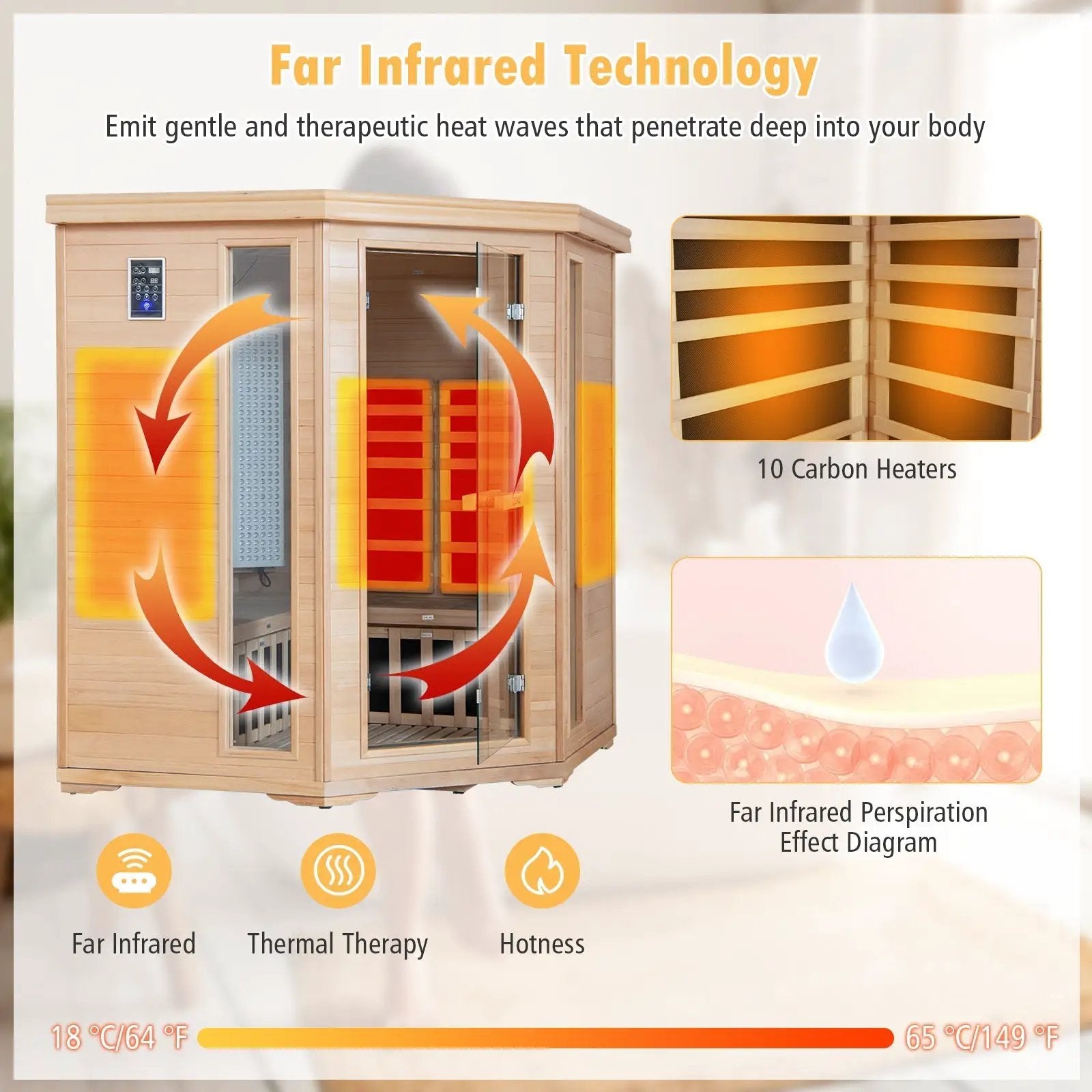 3-5 People Far Infrared Wooden Sauna Room for Home by DirectDeals