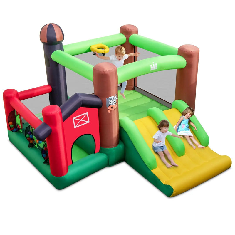 6-in-1 Inflatable Bounce House with Double Slides without Blower by DirectDeals