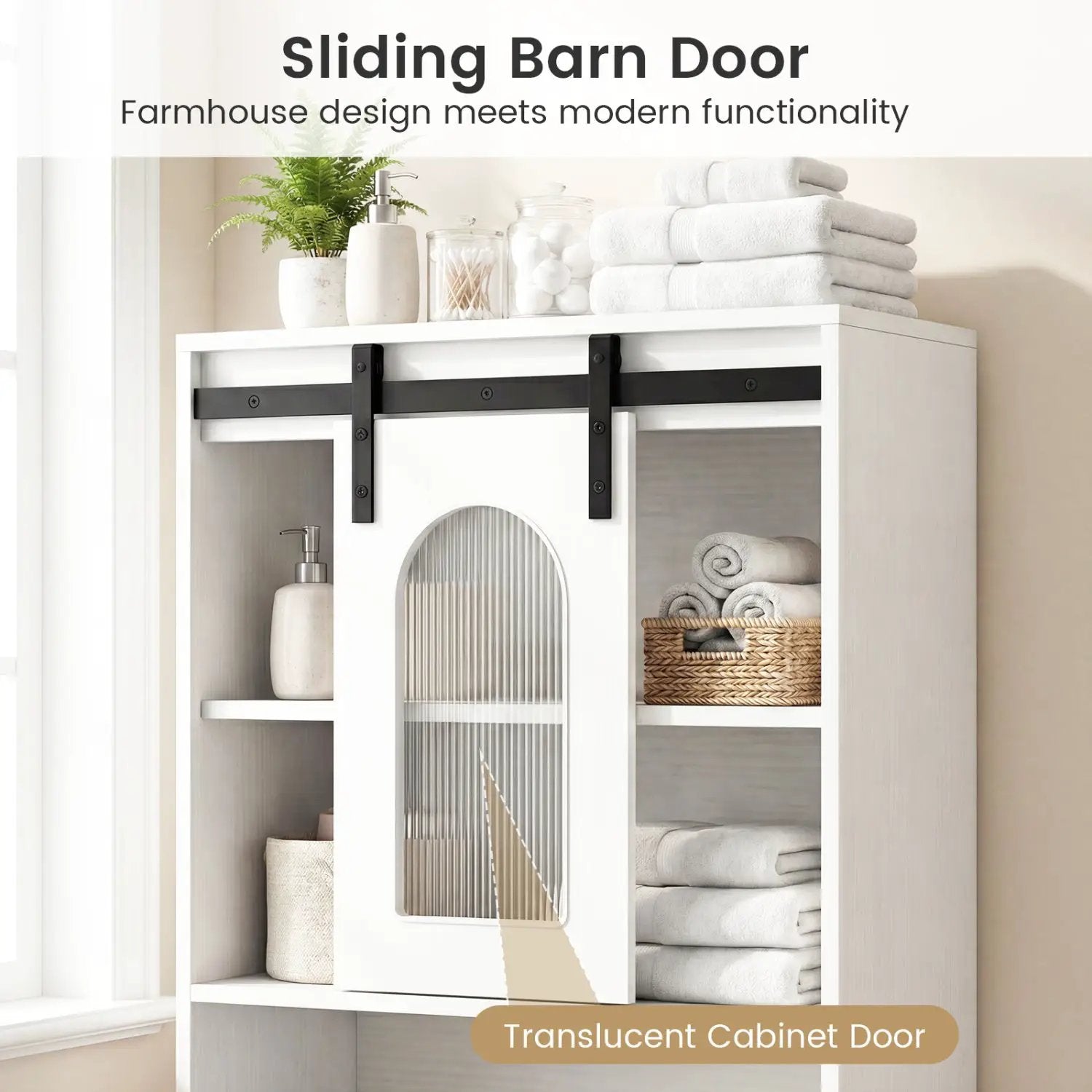 Farmhouse Bathroom Floor Cabinet with Sliding Barn Door by DirectDeals