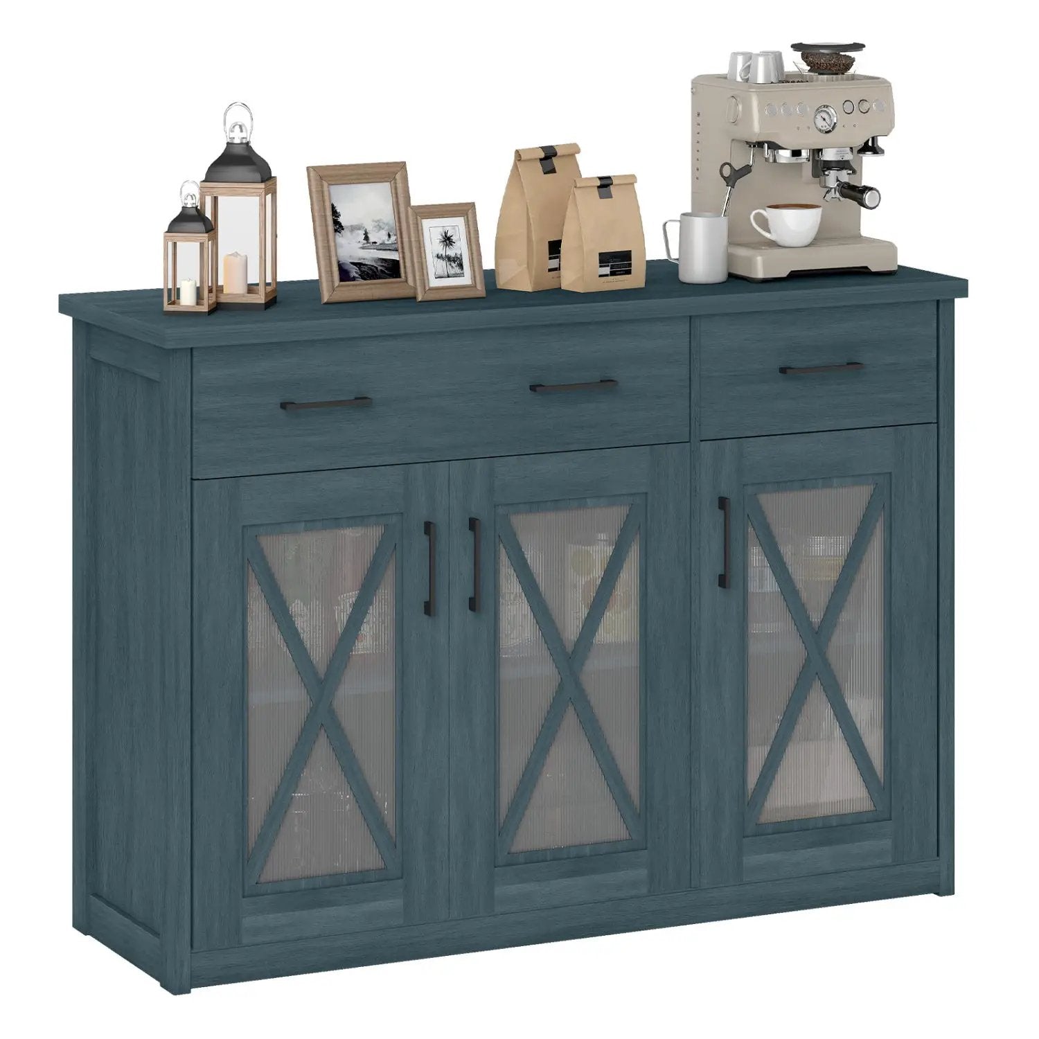 Farmhouse Buffet Sideboard 3-Door Kitchen Storage Cabinet with 2 Drawers by DirectDeals
