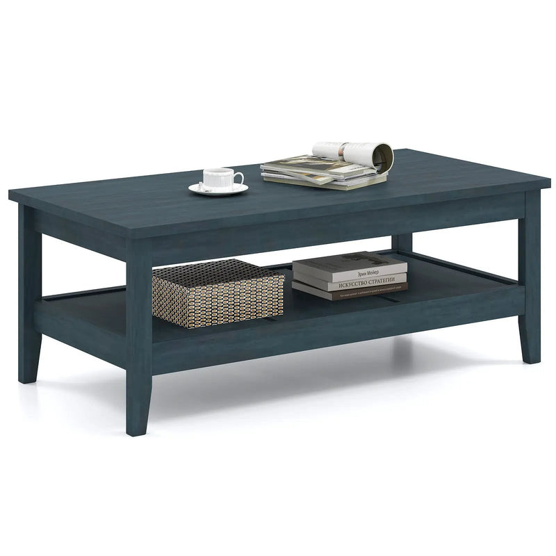 Farmhouse Coffee Table Rustic Cocktail Center Table with Thickened Tabletop by DirectDeals
