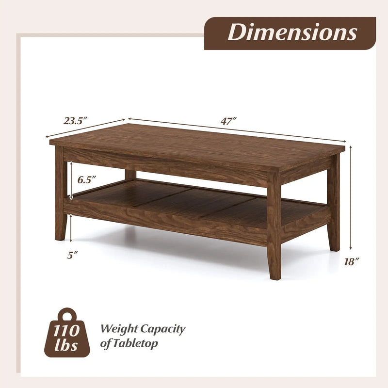 Farmhouse Coffee Table Rustic Cocktail Center Table with Thickened Tabletop by DirectDeals