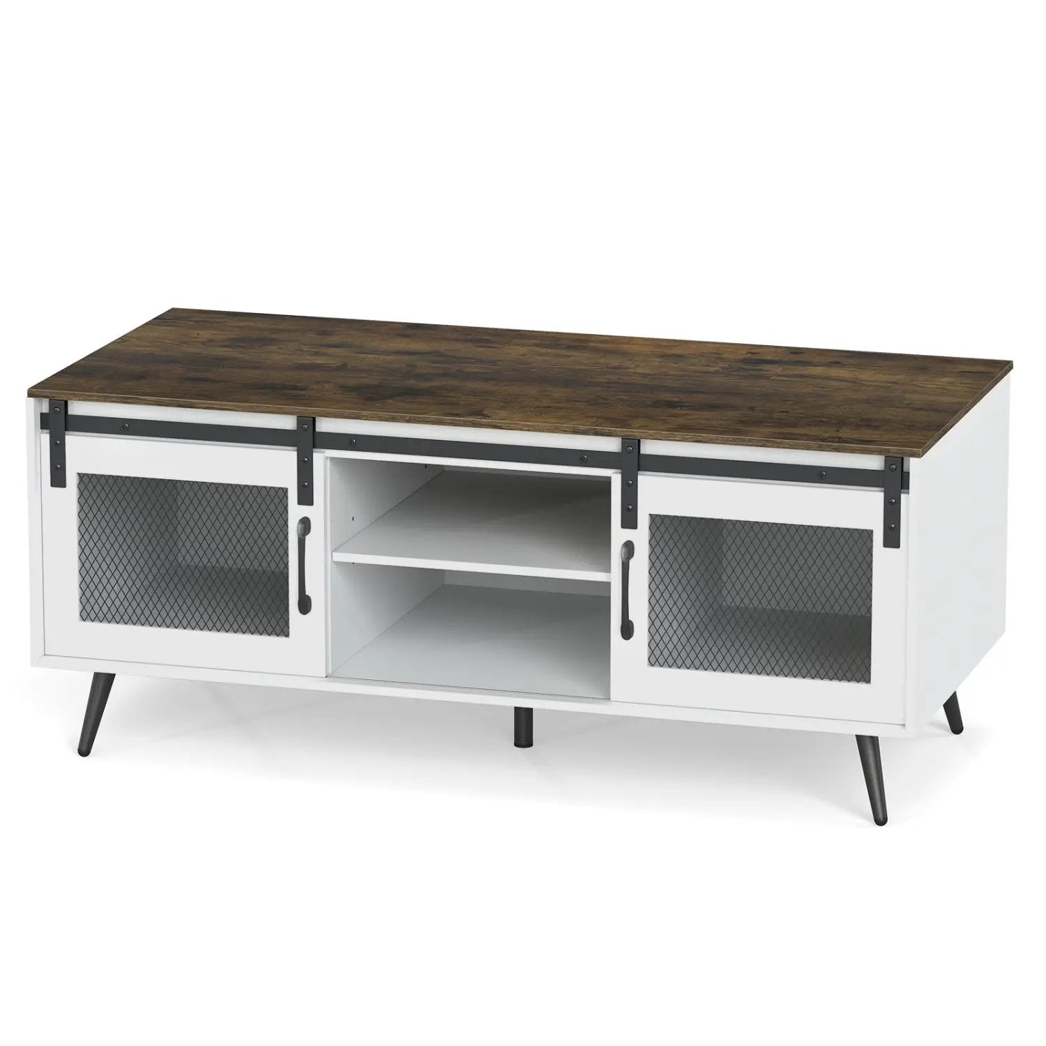Farmhouse Coffee Table with Sliding Doors and Adjustable Shelf by DirectDeals