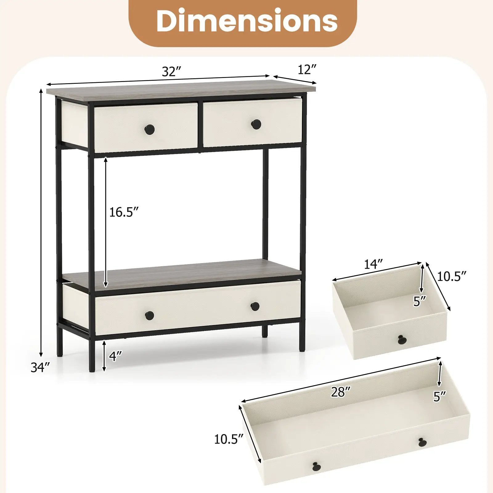 Farmhouse Console Table with Open Storage Shelf for Hallway-Gray by DirectDeals