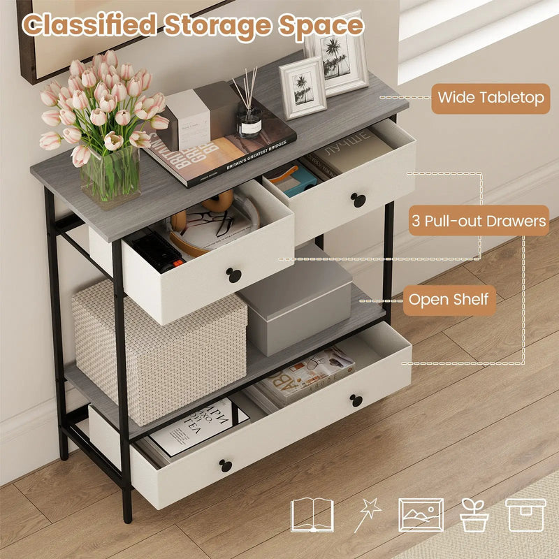 Farmhouse Console Table with Open Storage Shelf for Hallway-Gray by DirectDeals