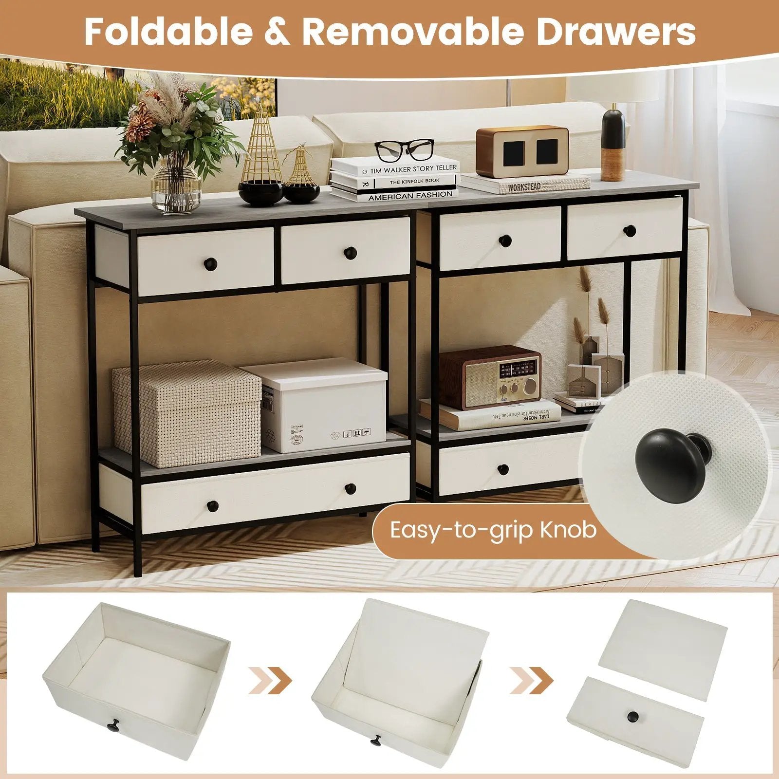 Farmhouse Console Table with Open Storage Shelf for Hallway-Gray by DirectDeals