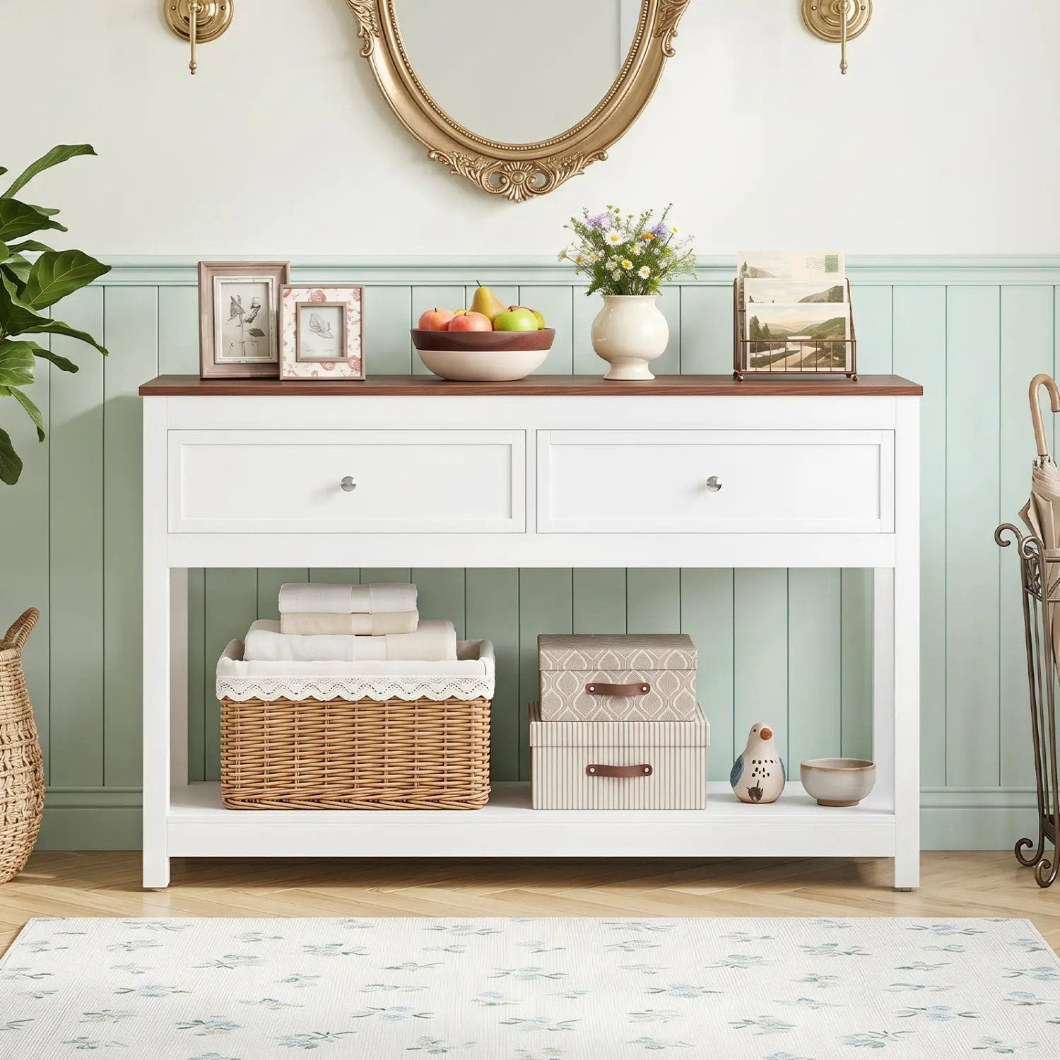 Console Table with 2 Drawers and Open Storage Shelf by DirectDeals