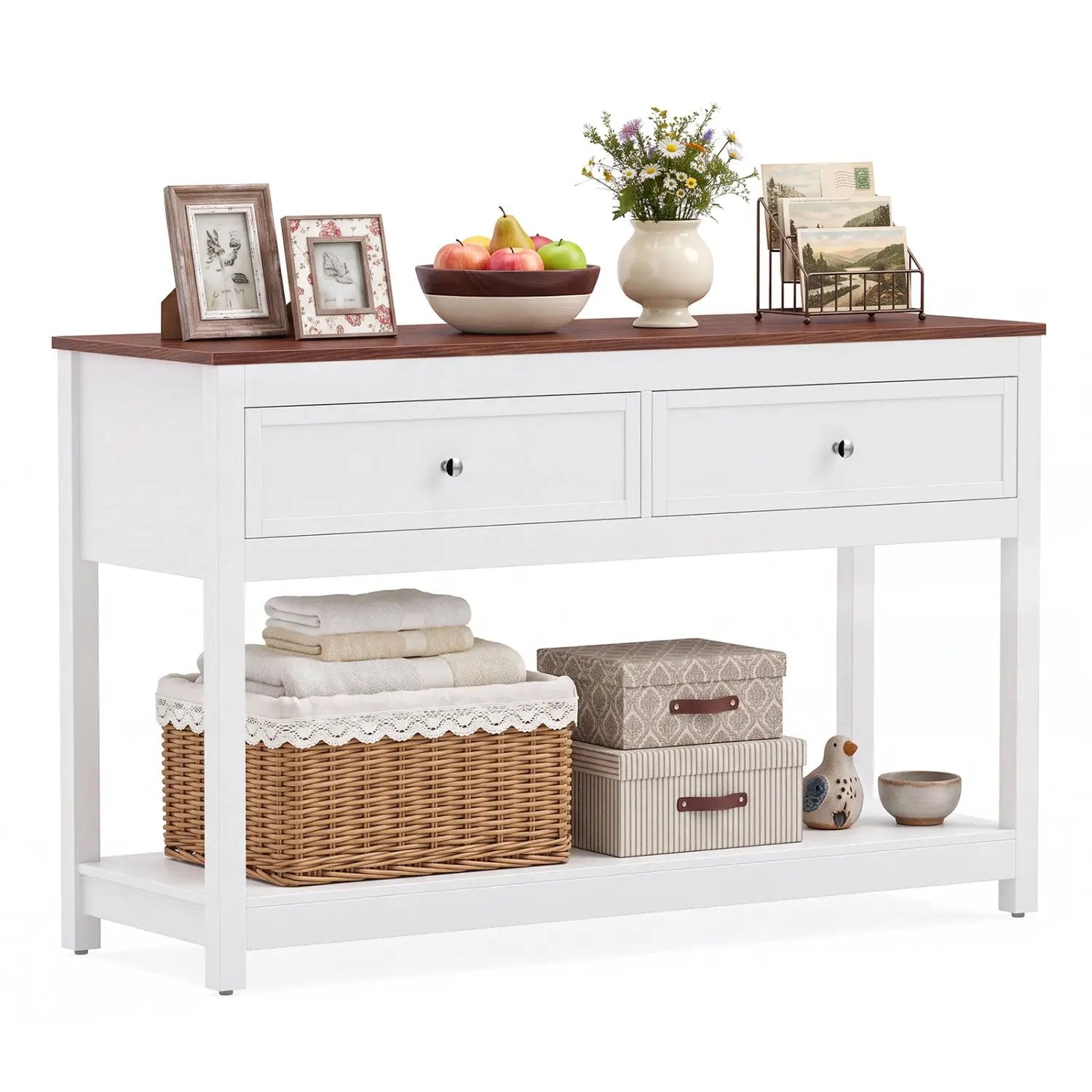 Console Table with 2 Drawers and Open Storage Shelf by DirectDeals