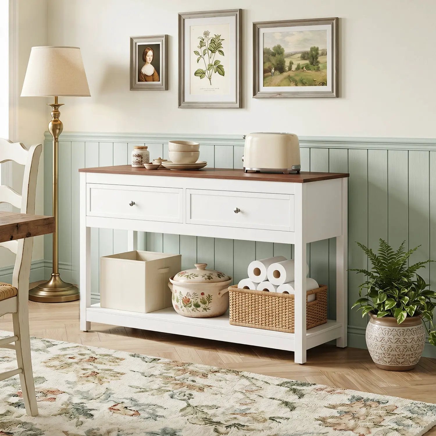 Console Table with 2 Drawers and Open Storage Shelf by DirectDeals