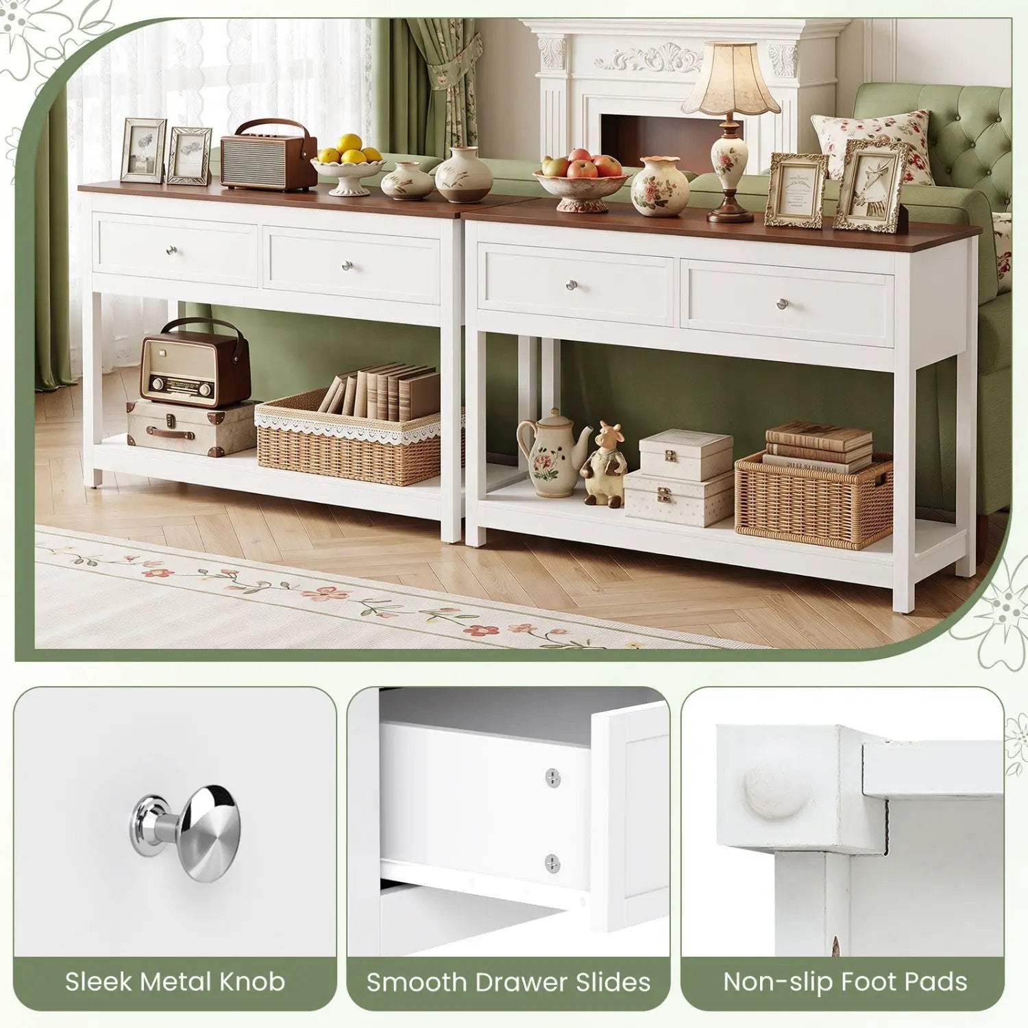 Console Table with 2 Drawers and Open Storage Shelf by DirectDeals