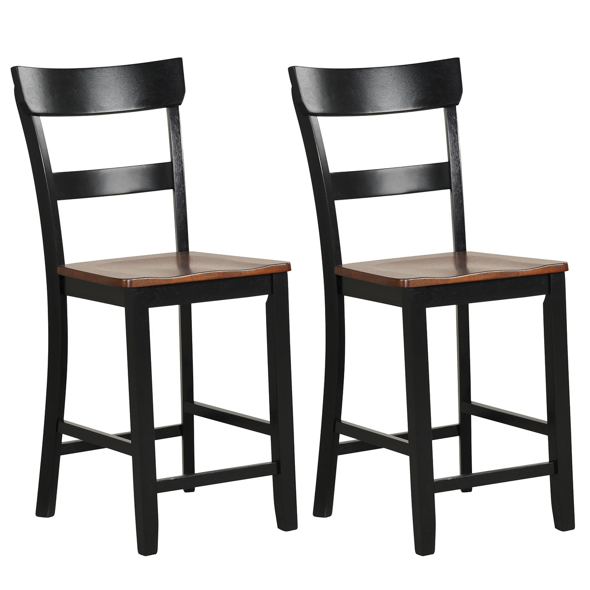 Farmhouse Dining Bar Stool Set of 2 with Solid Rubber Wood Frame, photo 9 of 9