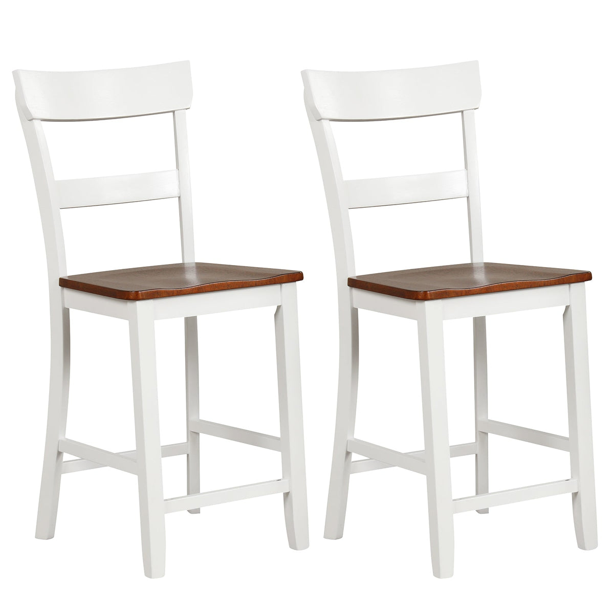 Farmhouse Dining Bar Stool Set of 2 with Solid Rubber Wood Frame, photo 3 of 9