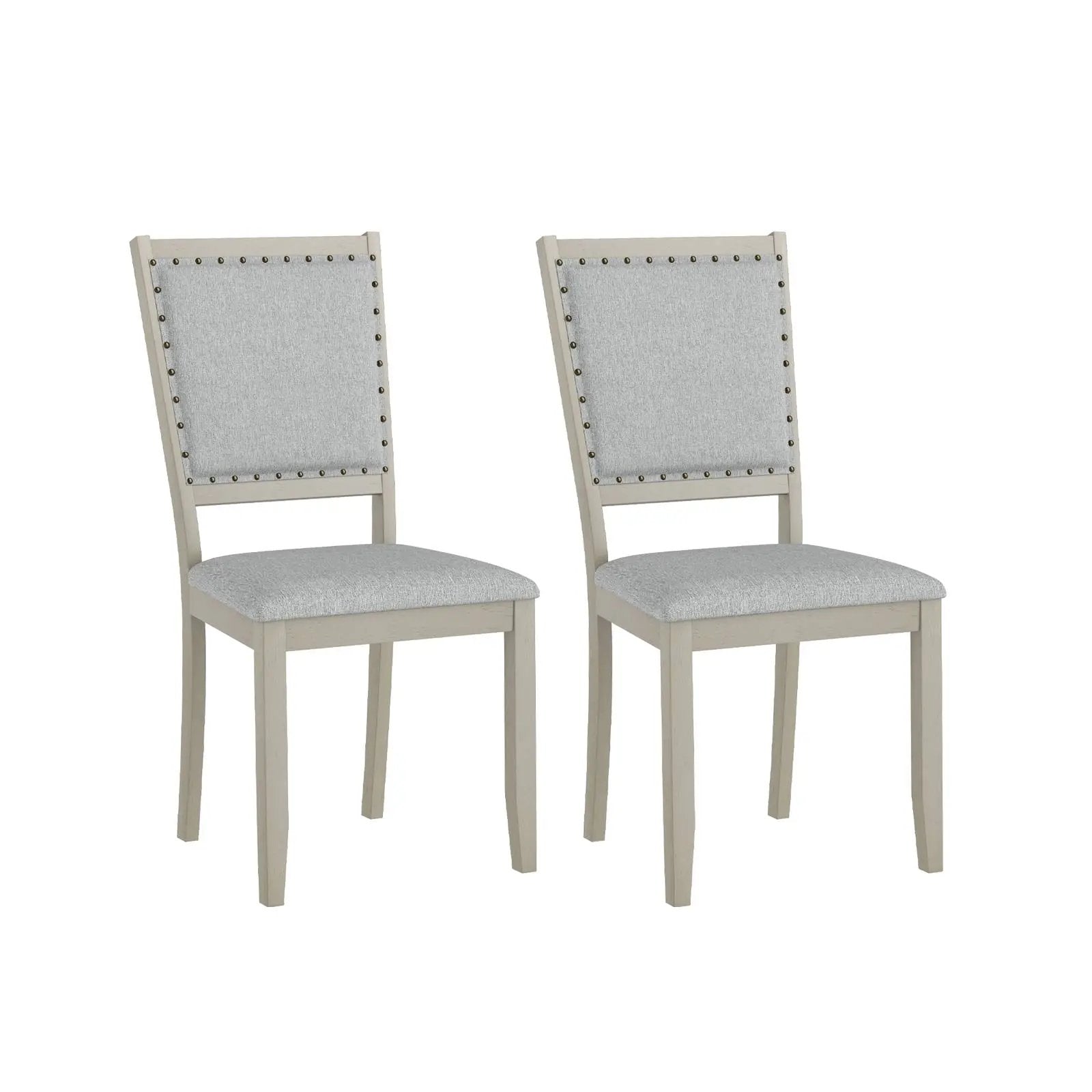 Farmhouse Dining Chair Set of 2 Fabric Upholstered Kitchen Chairs-Grey by DirectDeals