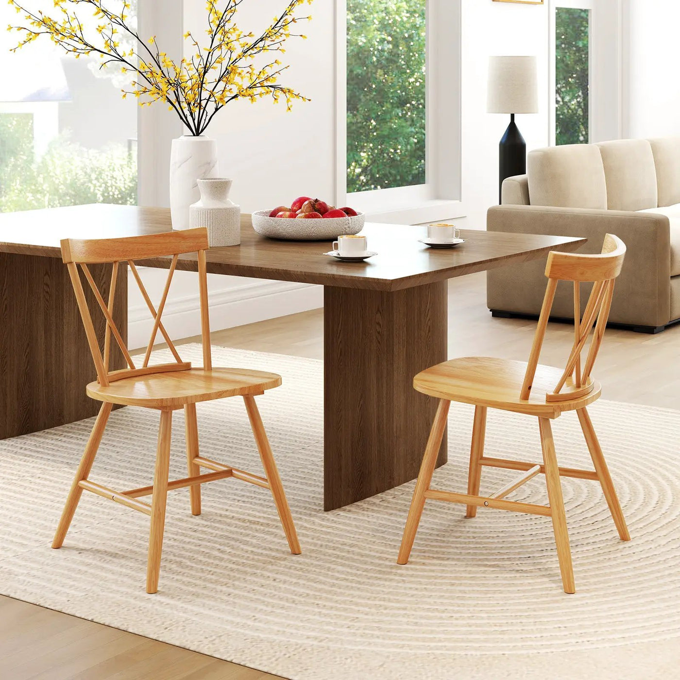 Farmhouse Kitchen Dining Chair Set of 2 with Rubber Wood Frame by DirectDeals