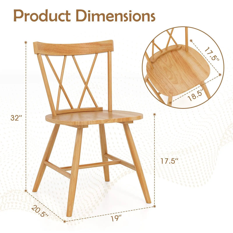 Farmhouse Kitchen Dining Chair Set of 2 with Rubber Wood Frame by DirectDeals