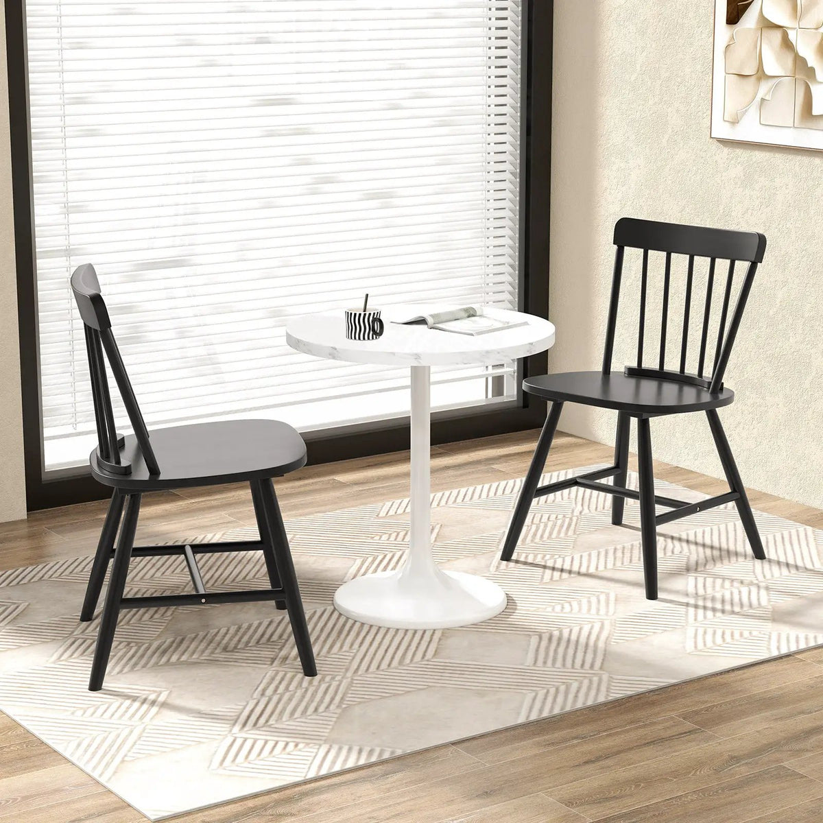 Farmhouse Kitchen Chair Set of 2 with Rubber Wood Frame by DirectDeals