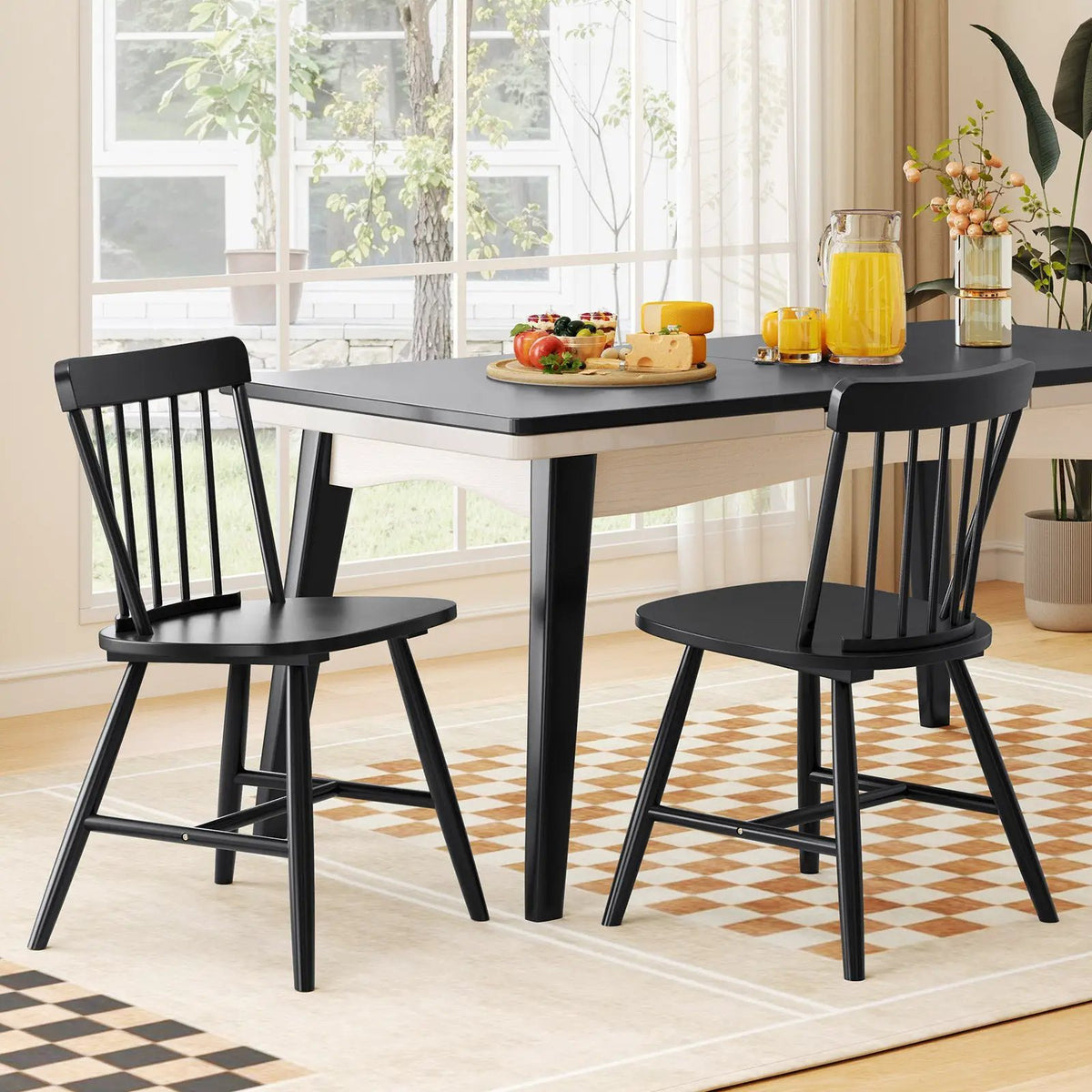 Farmhouse Kitchen Chair Set of 2 with Rubber Wood Frame by DirectDeals