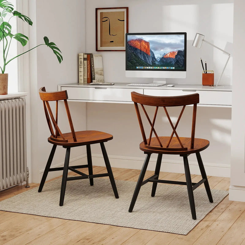 Farmhouse Kitchen Dining Chair Set of 2 with Rubber Wood Frame by DirectDeals
