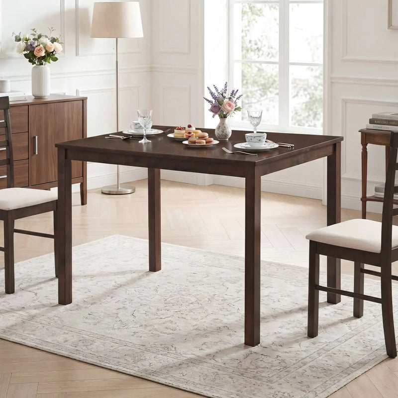 Farmhouse Dining Table for 4 with Solid Rubber Wood Frame by DirectDeals