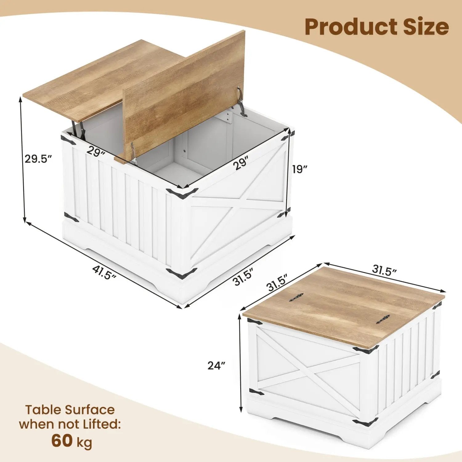 Farmhouse Lift Top Coffee Table with Hidden Storage Compartment by DirectDeals