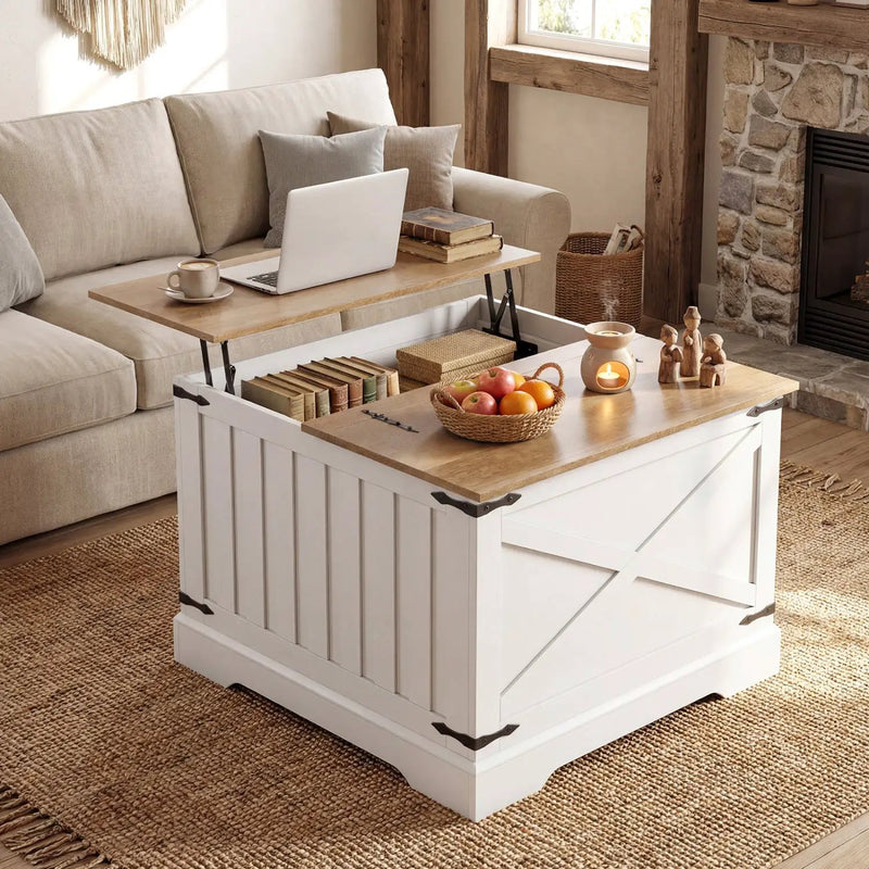 Farmhouse Lift Top Coffee Table with Hidden Storage Compartment by DirectDeals