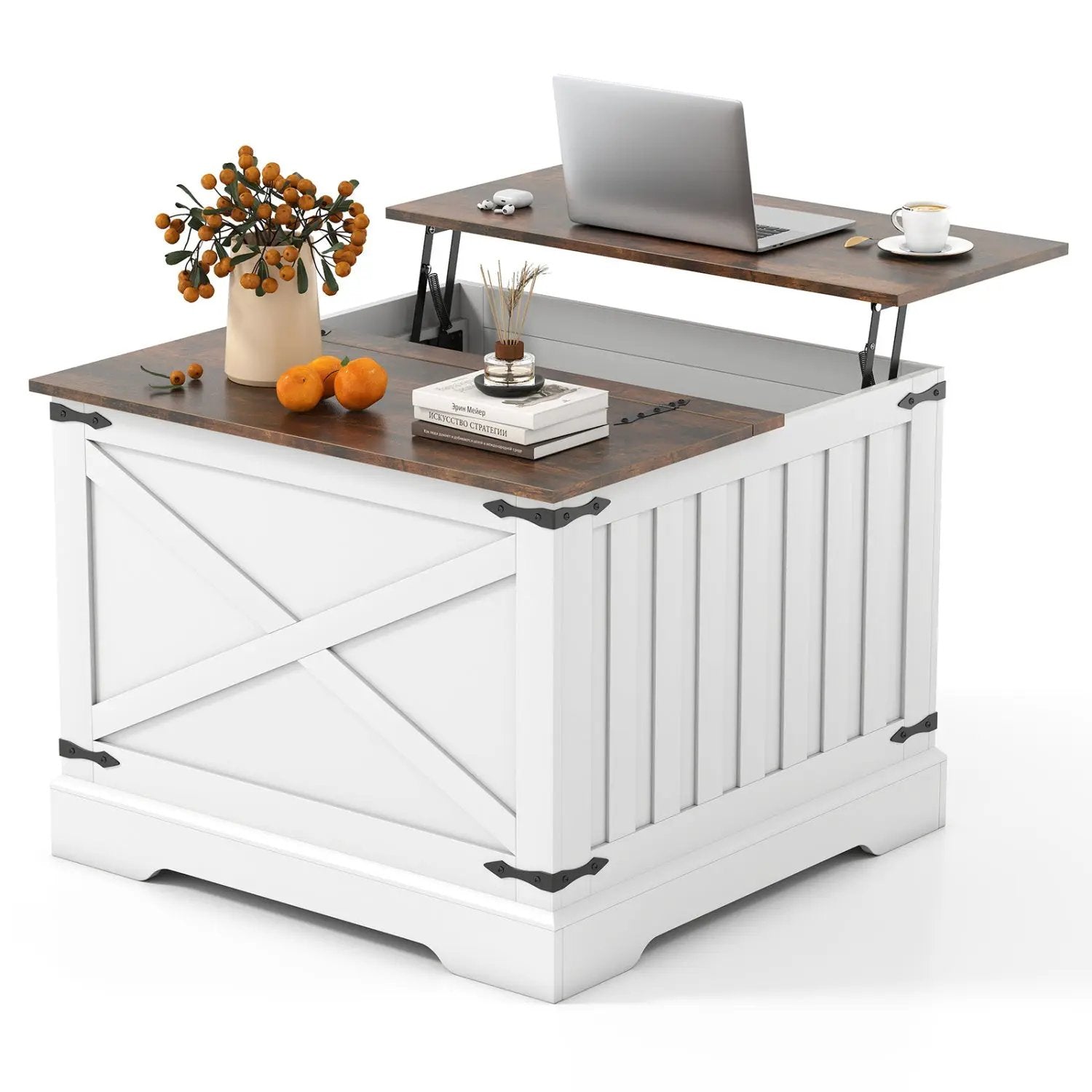 Farmhouse Lift Top Coffee Table with Hidden Storage Compartment by DirectDeals