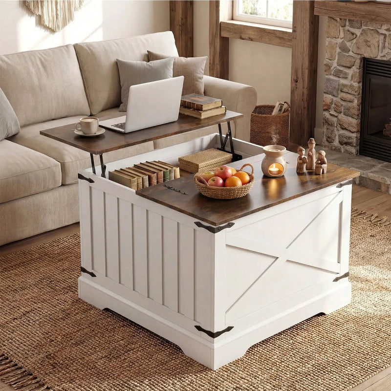 Farmhouse Lift Top Coffee Table with Hidden Storage Compartment by DirectDeals