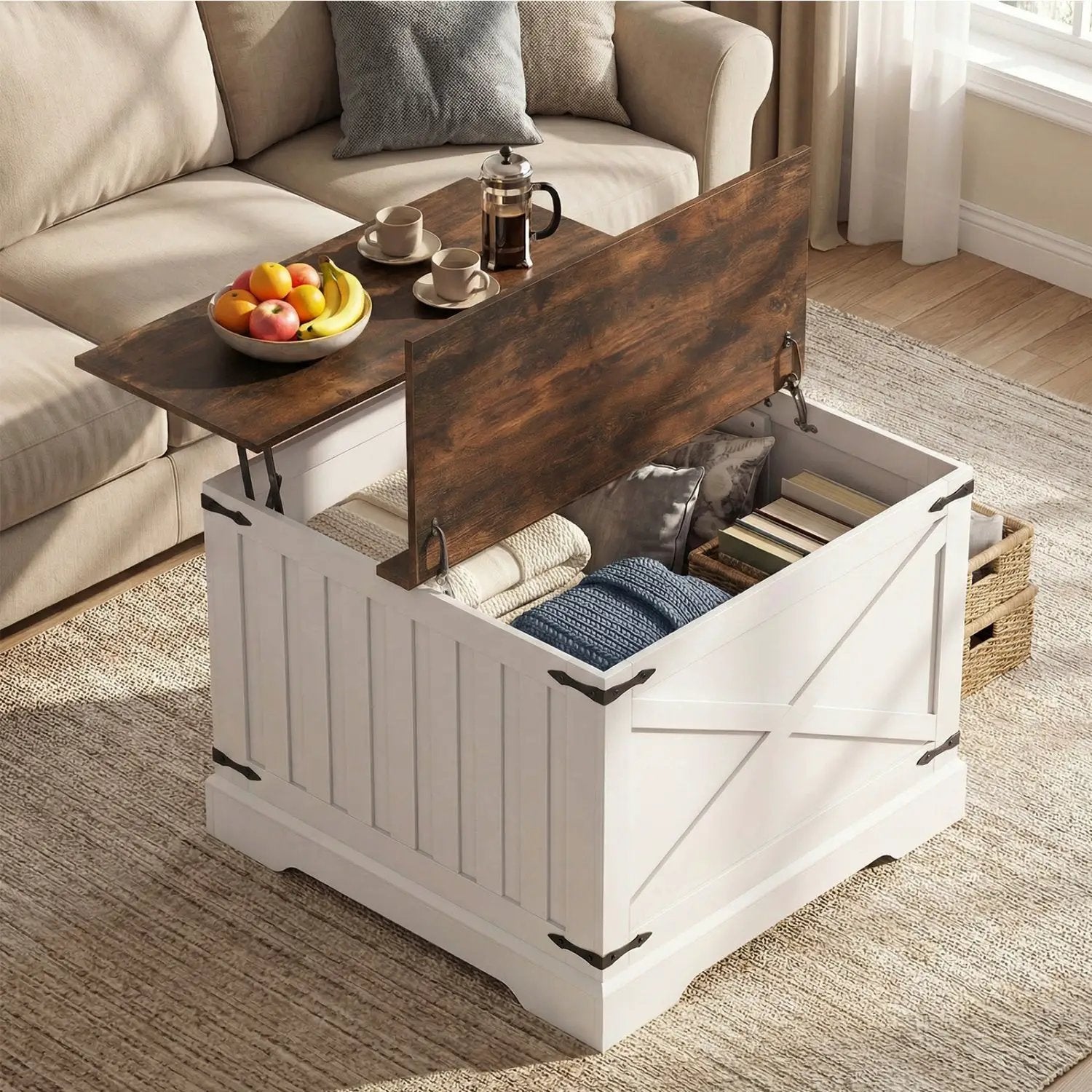 Farmhouse Lift Top Coffee Table with Hidden Storage Compartment by DirectDeals