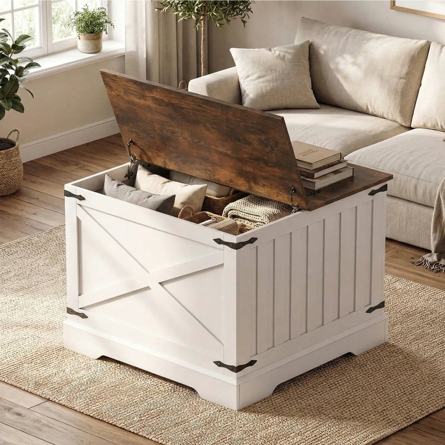 Farmhouse Lift Top Coffee Table with Hidden Storage Compartment by DirectDeals
