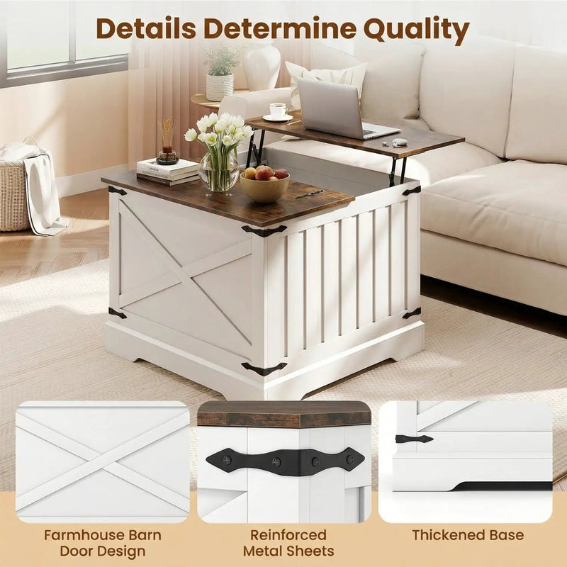 Farmhouse Lift Top Coffee Table with Hidden Storage Compartment by DirectDeals