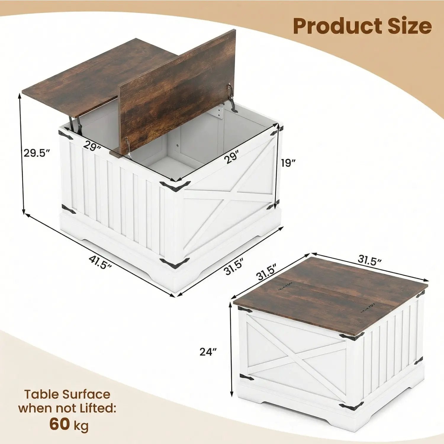 Farmhouse Lift Top Coffee Table with Hidden Storage Compartment by DirectDeals