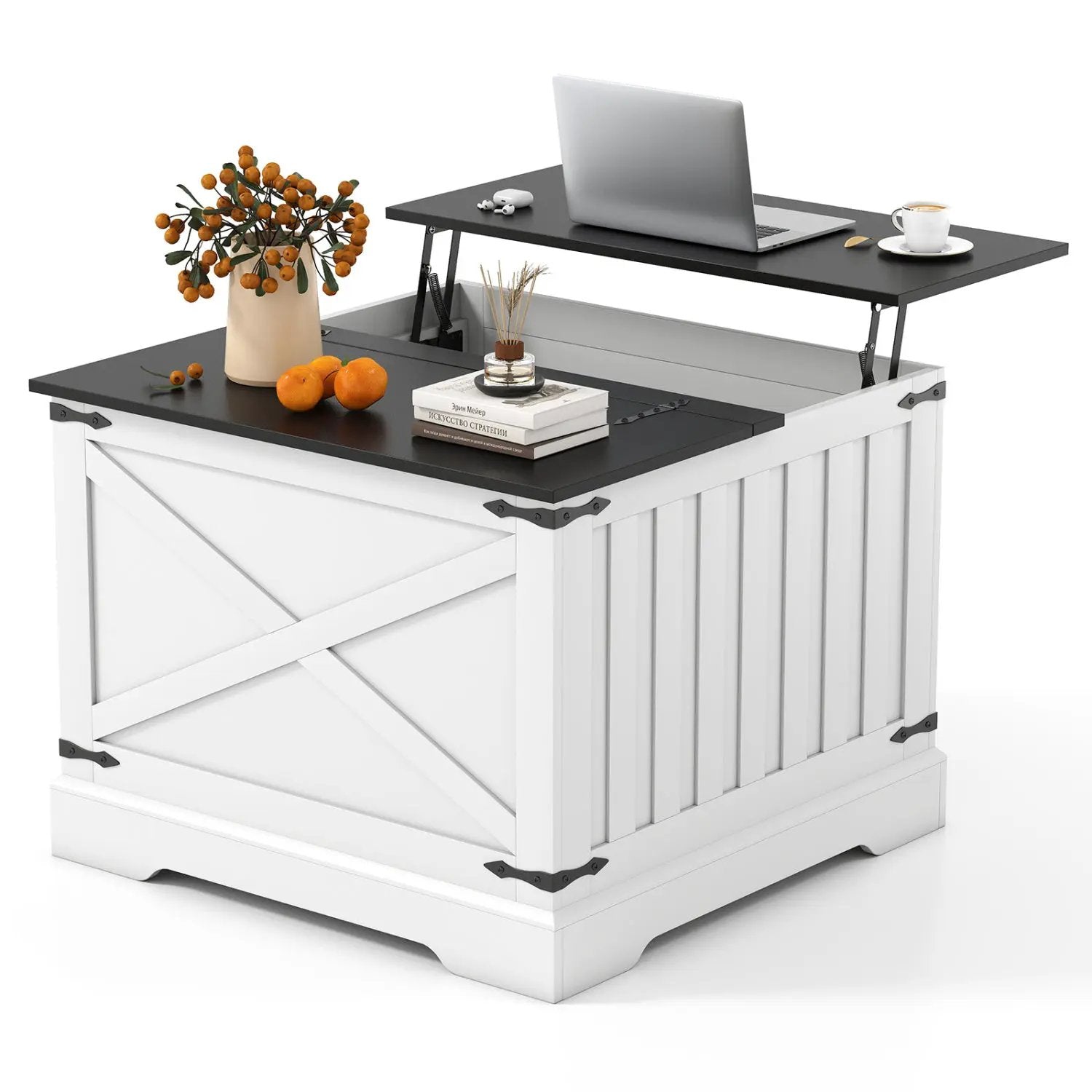 Farmhouse Lift Top Coffee Table with Hidden Storage Compartment by DirectDeals