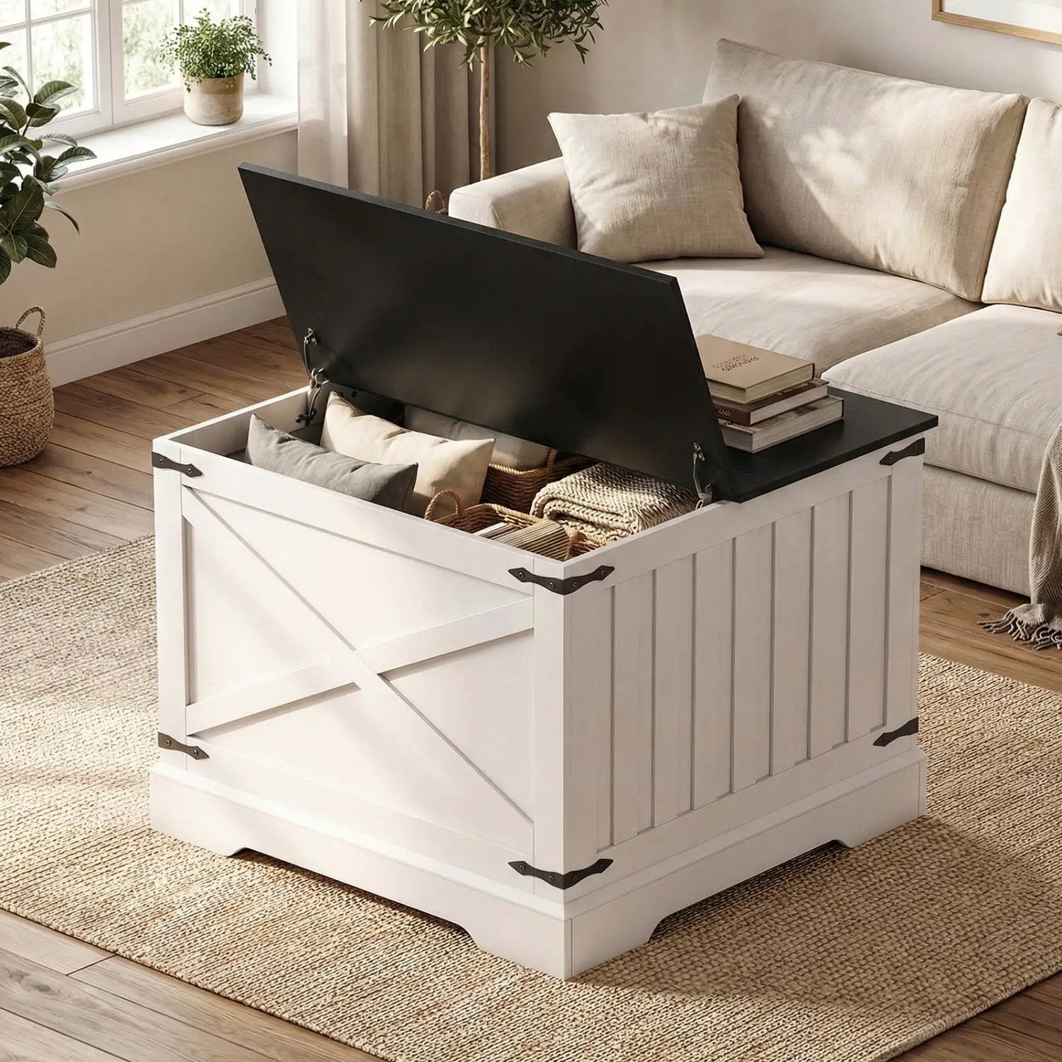 Farmhouse Lift Top Coffee Table with Hidden Storage Compartment by DirectDeals