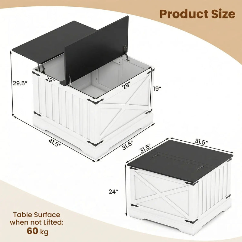 Farmhouse Lift Top Coffee Table with Hidden Storage Compartment by DirectDeals